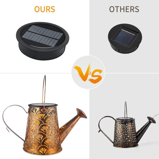 Gieter op zonne-energie, buiten, waterdicht, douchelampje, tuindecoratie, lichtketting, led-sprookjesverlichting, decoratieve lamp, kunst, metaal, vintage, met herdershaak voor tuin, tuin, balkon