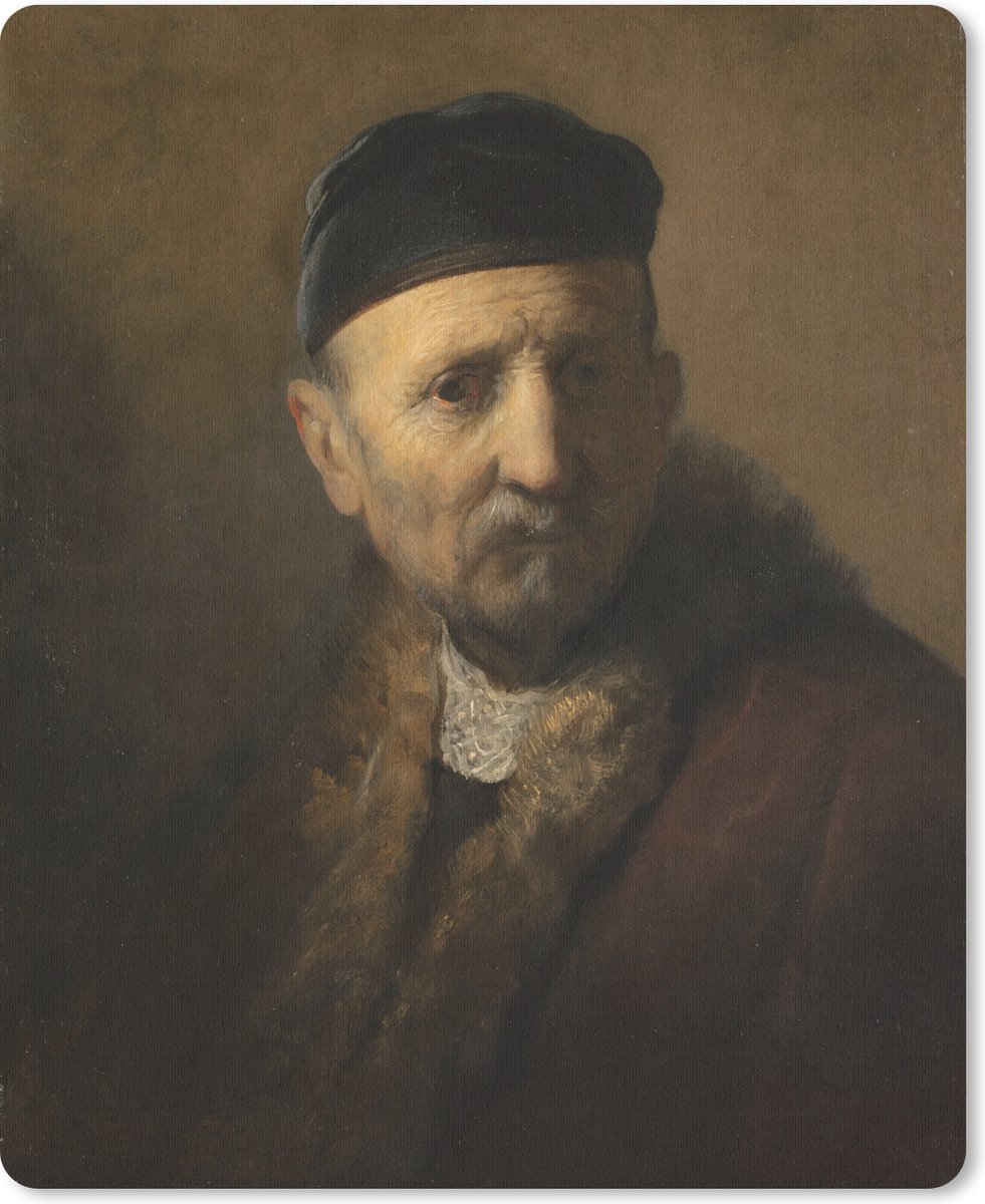 Bureau onderlegger 30x40 cm - Muismat Tronie van een oude man - Rembrandt van Rijn - Bureaulegger xl - Desk mat beschermer - Computer muismatten