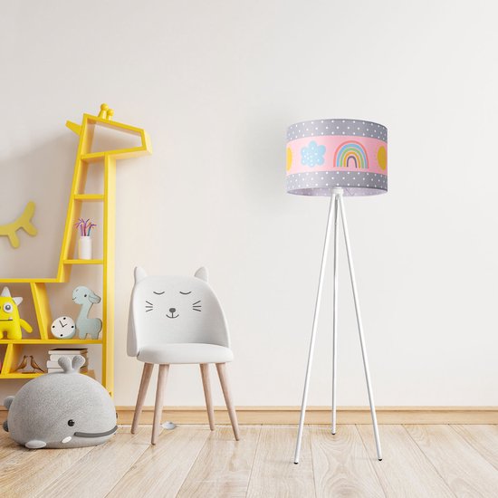 Paco Home - Vloerlamp - Kinderlamp - Kinderkamer - Lampenkap - Rond - Stoffen - Lamp - Vloerlamp - Veelkleurig E27 - Design van Paco Home — afbeelding 4