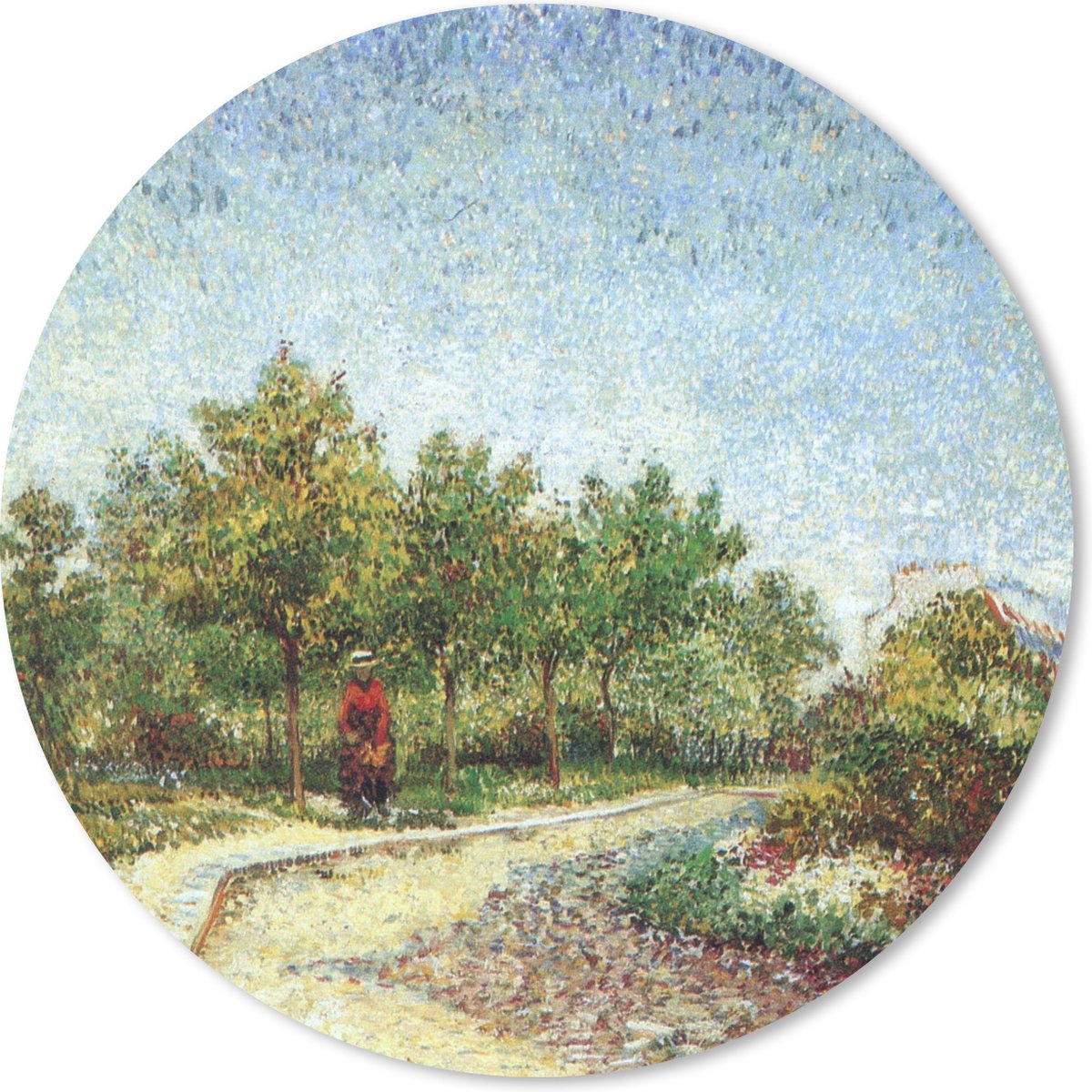Muismat rond 20x20 cm - Mousepad Laan in het park Voyer d'Argenson in Asnières - Vincent van Gogh - Ronde muismatten