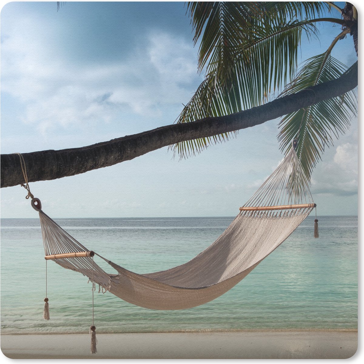Muismat 20x20 cm - Mousepad Palmboom - Hangmat - Strand - Muismatten