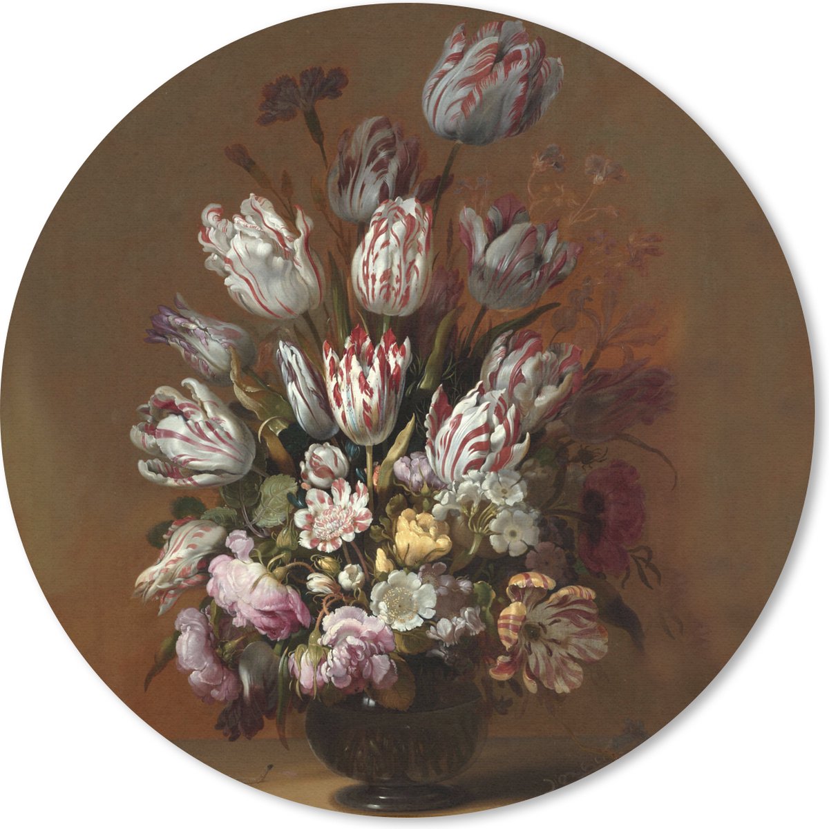 Muismat rond 20x20 cm - Mousepad Kunst - Bloemen - Stilleven - Oude meesters - Vintage - Ronde muismatten