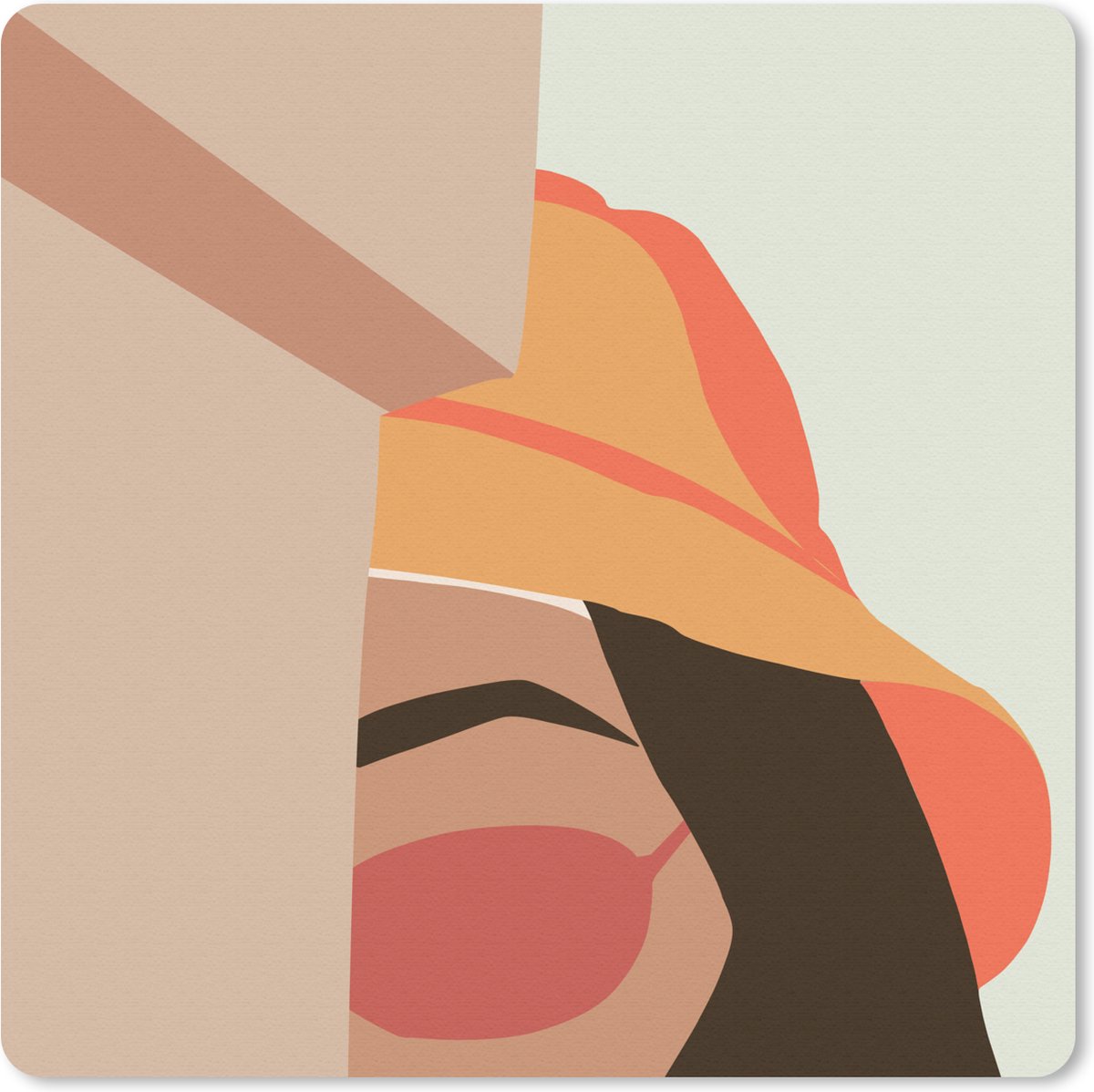 Muismat 30x30 cm - Mousepad Vrouw - Hoed - Zonnebril - Muismatten