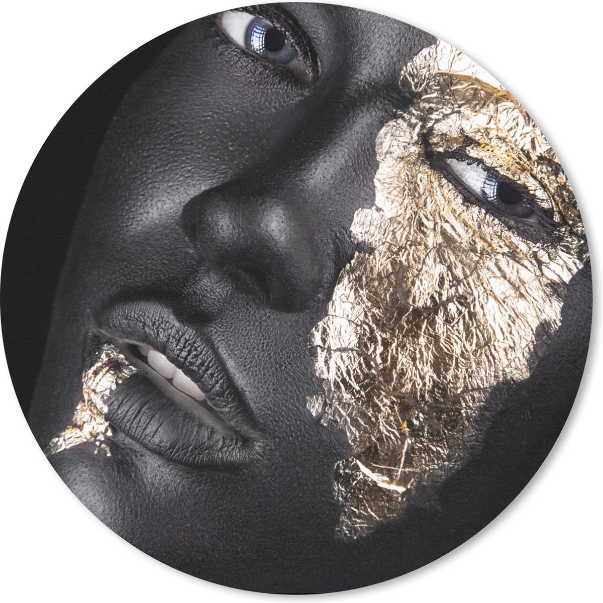 Muismat rond 40x40 cm - Mousepad Vrouw - Goud - Zwart - Verf - Luxe - Ronde muismatten