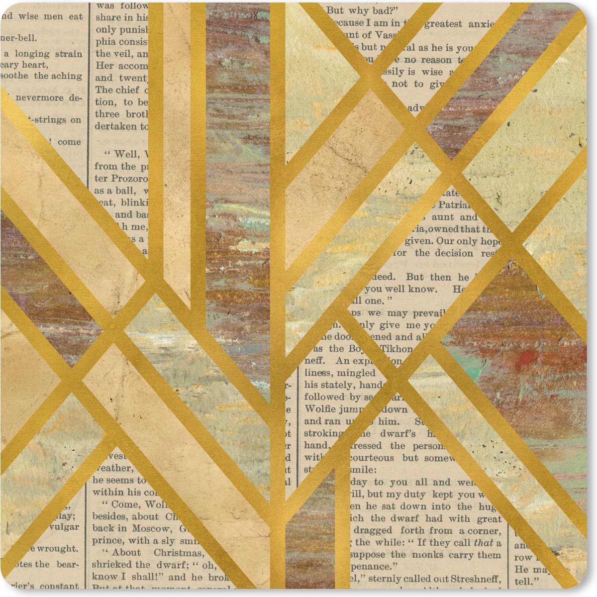 Muismat 30x30 cm - Mousepad Vintage - Marmer print - Goud - Muismatten