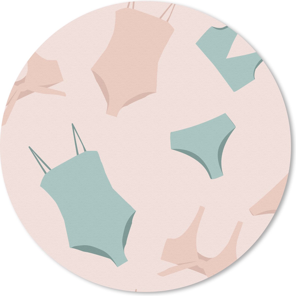 Muismat rond 40x40 cm - Mousepad Bikini - Badpak - Zomer - Pastel - Ronde muismatten