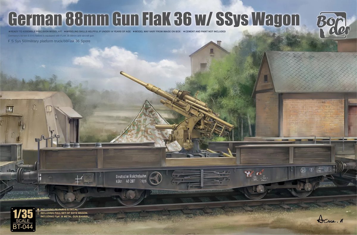 Border Model Modelbouwpakket Militaire voertuigen - BT044 Duitse 88mm Gun Flak 36 met Ssys Wagon Plastic - 1:35 - Modelbouw