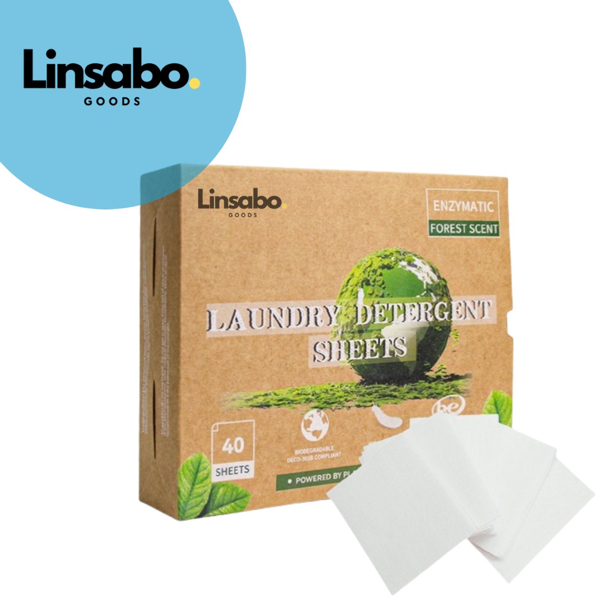 Goedkoopste Linsabo Goods Wasstrips – Forest Vegan, Plasticvrij, Hypoallergeen Wasmiddel met Langdurige Frisse Bosgeur (40 Strips, 80 Wasbeurten