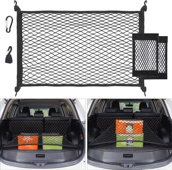 BUYGOO Kofferbaknet voor de auto, elastisch, nylon, kofferbaknet