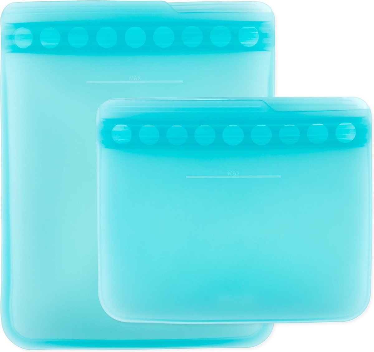 Bumkins Silicone Flat Reusable Bag - Herbruikbare Siliconen Ziplock Zakjes - Set van 2 - Snackzakje en Boterhamzakje - Diepvrieszakjes en Vershoudzakjes - Vriezer-, Magnetron- en Vaatwasserbestendig - LFGB Platina Siliconen - Blauw