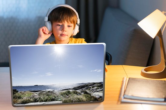 Autocollant pour ordinateur portable - 15,6 pouces - Plage - Nature - Soleil - 36x27,5 cm - Autocollants pour ordinateur portable - Peau pour ordinateur portable - Couverture