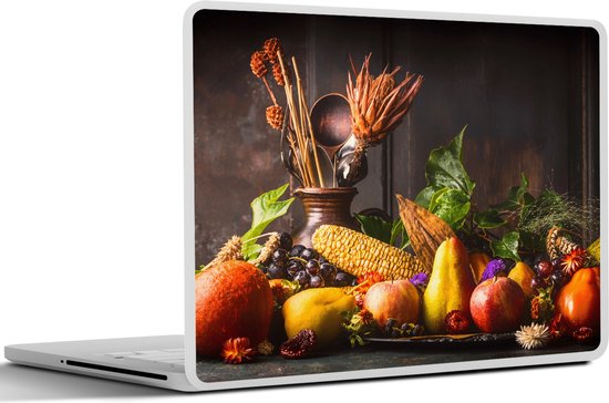 Autocollant pour ordinateur portable - 15,6 pouces - Légumes - Fruits - Rustique - Table - 36x27,5 cm - Autocollants pour ordinateur portable - Peau pour ordinateur portable - Couverture
