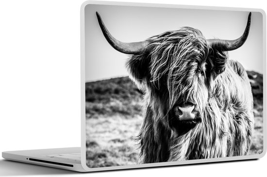 Autocollant pour ordinateur portable - 10,1 pouces - Highlander écossais - Nature - Vache - Zwart - Wit - 25x18cm - Autocollants pour ordinateur portable - Skin pour ordinateur portable - Housse
