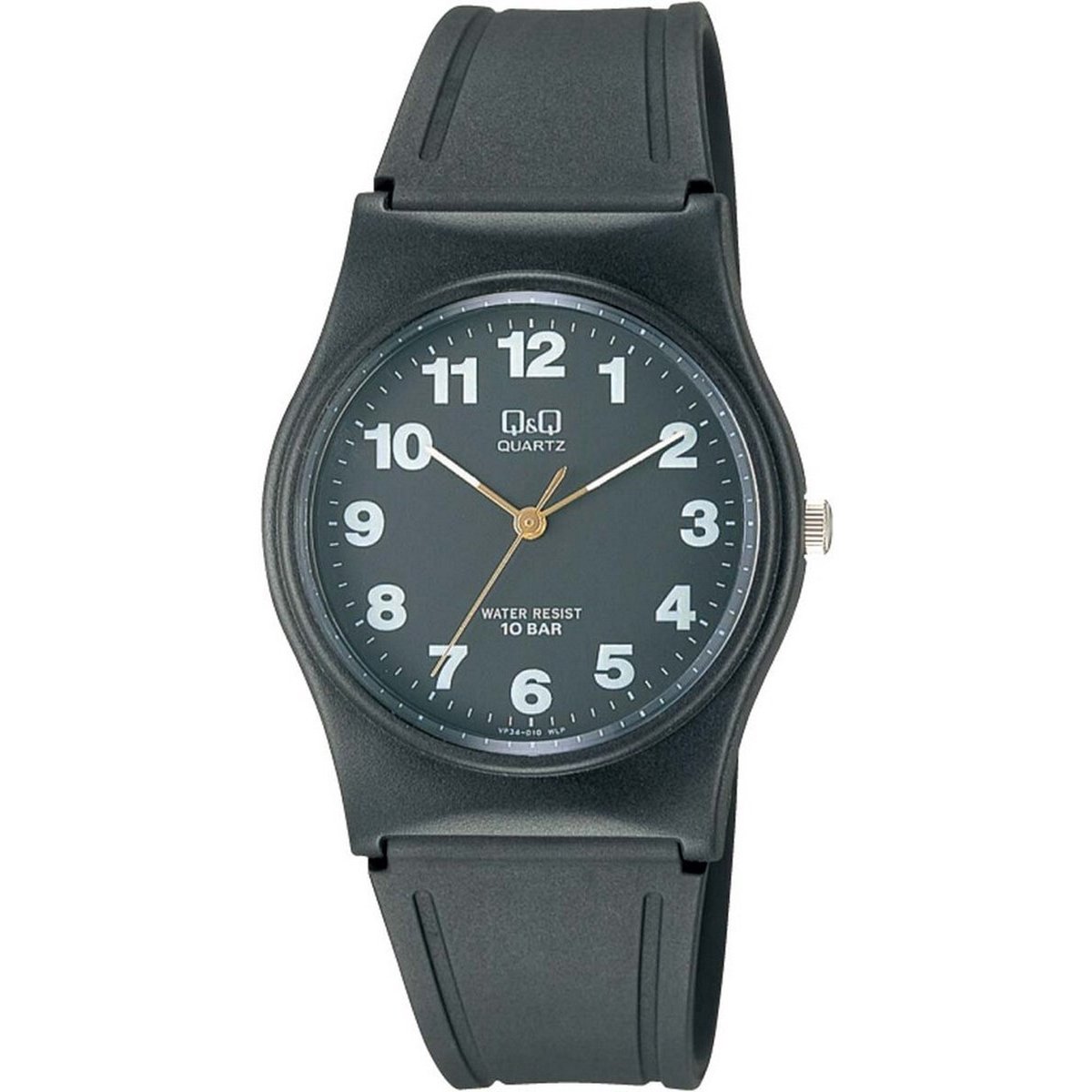 QQ VP34J010Y - Horloge - Sport - Analoog - Unisex - Plastic band - Rond - Cijfers - Kunststof - Zwart