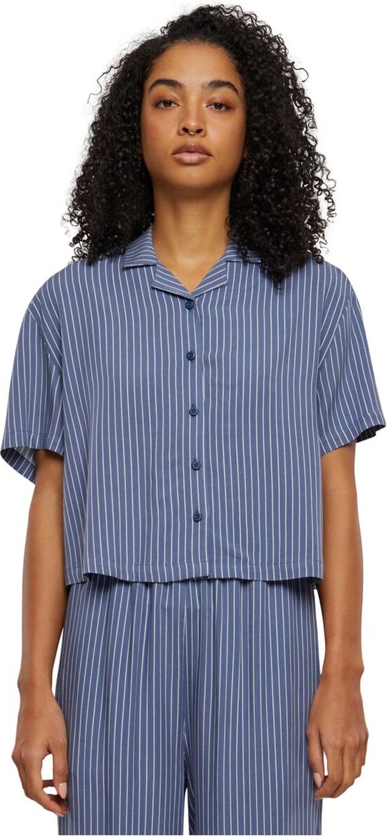 Urban Classics Ladies Viscose Resort Shirt Shirt met korte mouwen M Blauw