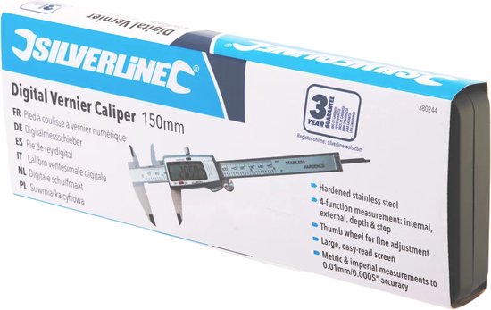 INTIRILIFE Digitale Schuifmaat 150 Mm | IPX54 Waterdicht | Roestvrij Staal | LCD Scherm | Voor Nauwkeurig Meten