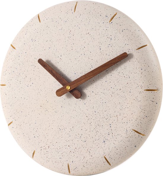 SensaHome Wandklok Kyoto - Ronde Japandi Betonlook Klok - Nordi Stijlc- Ø30cm - Beige