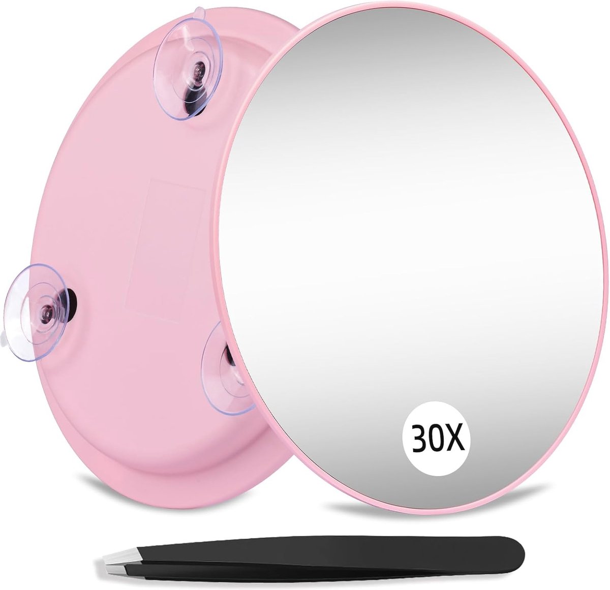 30X Vergrootspiegel met 3 Zuignappen - 15 cm Ronde Make-up Spiegel voor Reizen