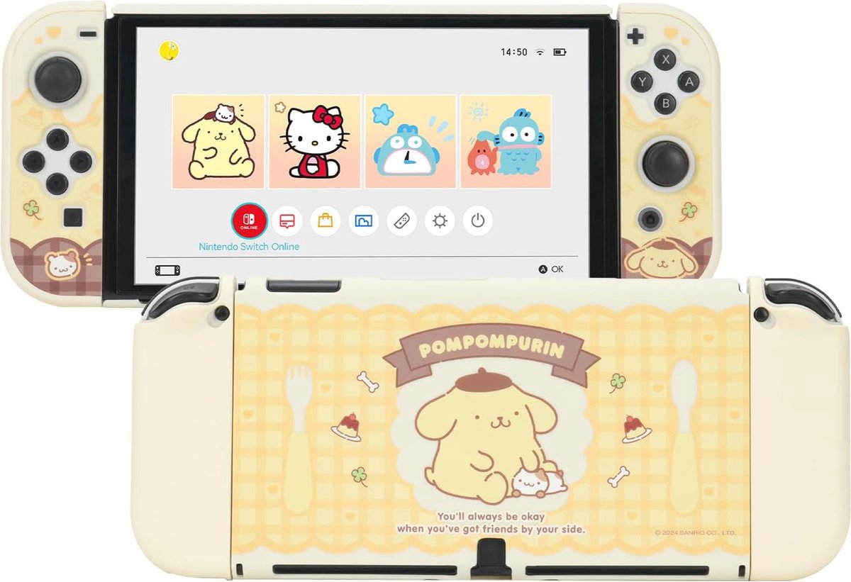Dunne Beschermhoes voor Switch OLED - Krasbestendig en Schokabsorberend Ontwerp met Cartoon Pudding Dog Patroon