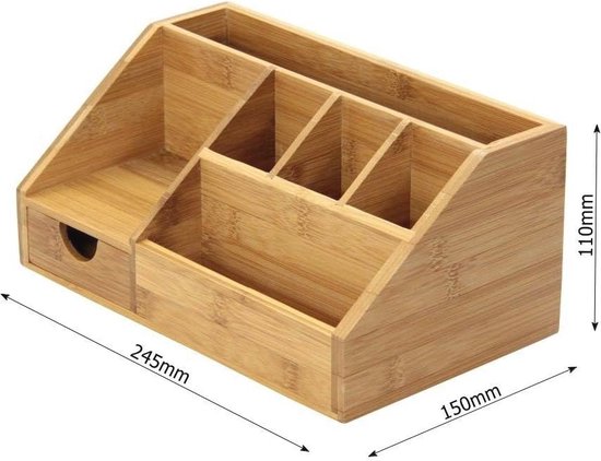 Bamboe Bureau-organizer – Multifunctionele Opbergcaddy Met Meerdere Vakken, Voor Kantoor, Badkamer En Keuken, Natuurlijk En Duurzaam
