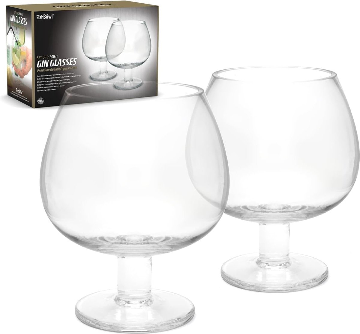 Grote Copa Gin en Tonic glazen - 600ml cocktail glazen set van 2