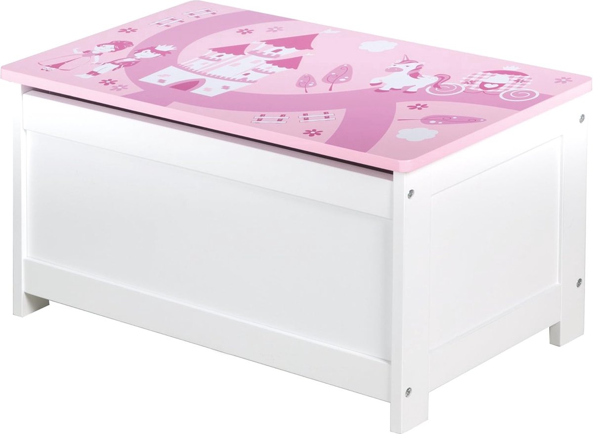 Goedkoopste Roze kinderbed en speelgoedkist voor meisjes