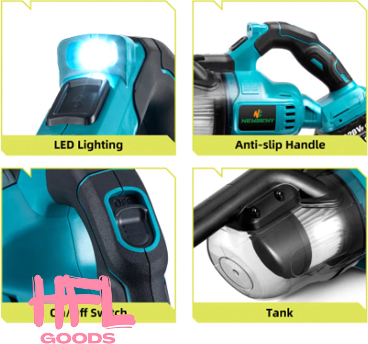 HFL Draadloze Kruimeldief 18V - Handstofzuiger in Zwart - afbeelding 3