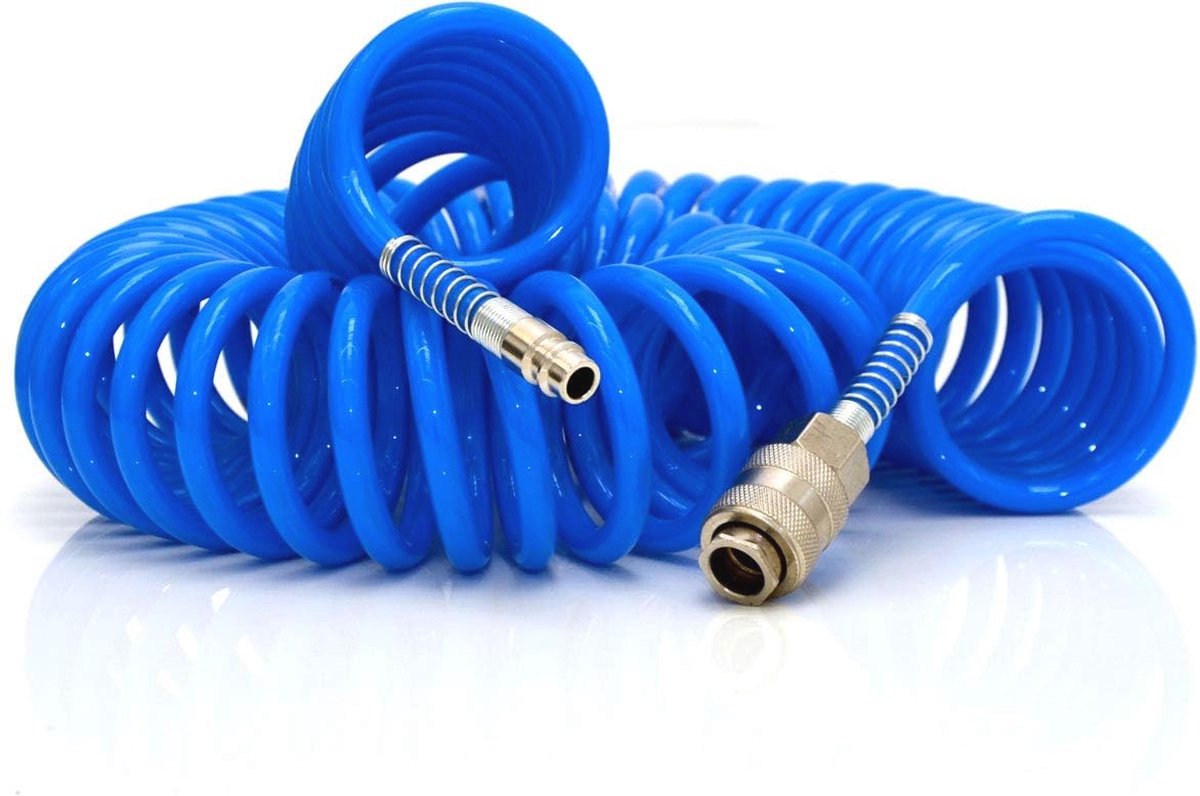 10m Persluchtslang - Flexibele Spiraalslang voor Compressor met Snelkoppeling