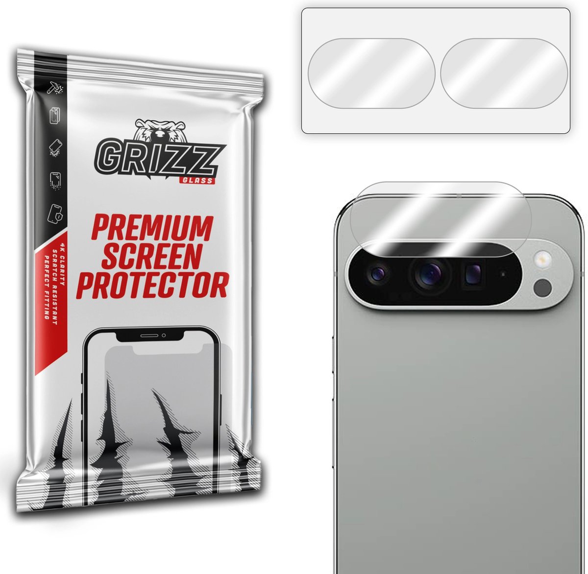 GrizzGlass HybridGlass Camera Protector (2 stuks) voor Google Pixel 9 Pro XL - Transparant