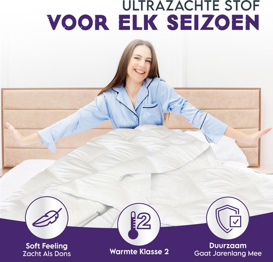 Slaapspeciaal All year dekbed enkel - Essential White Series | 140x200 - Dekbed Geschikt Voor Alle Seizoenen - Zomerdekbed & Winterdekbed - Anti Allergie - Hoogwaardige Ultra Soft - Hotelkwaliteit - Eenpersoons Dekbed