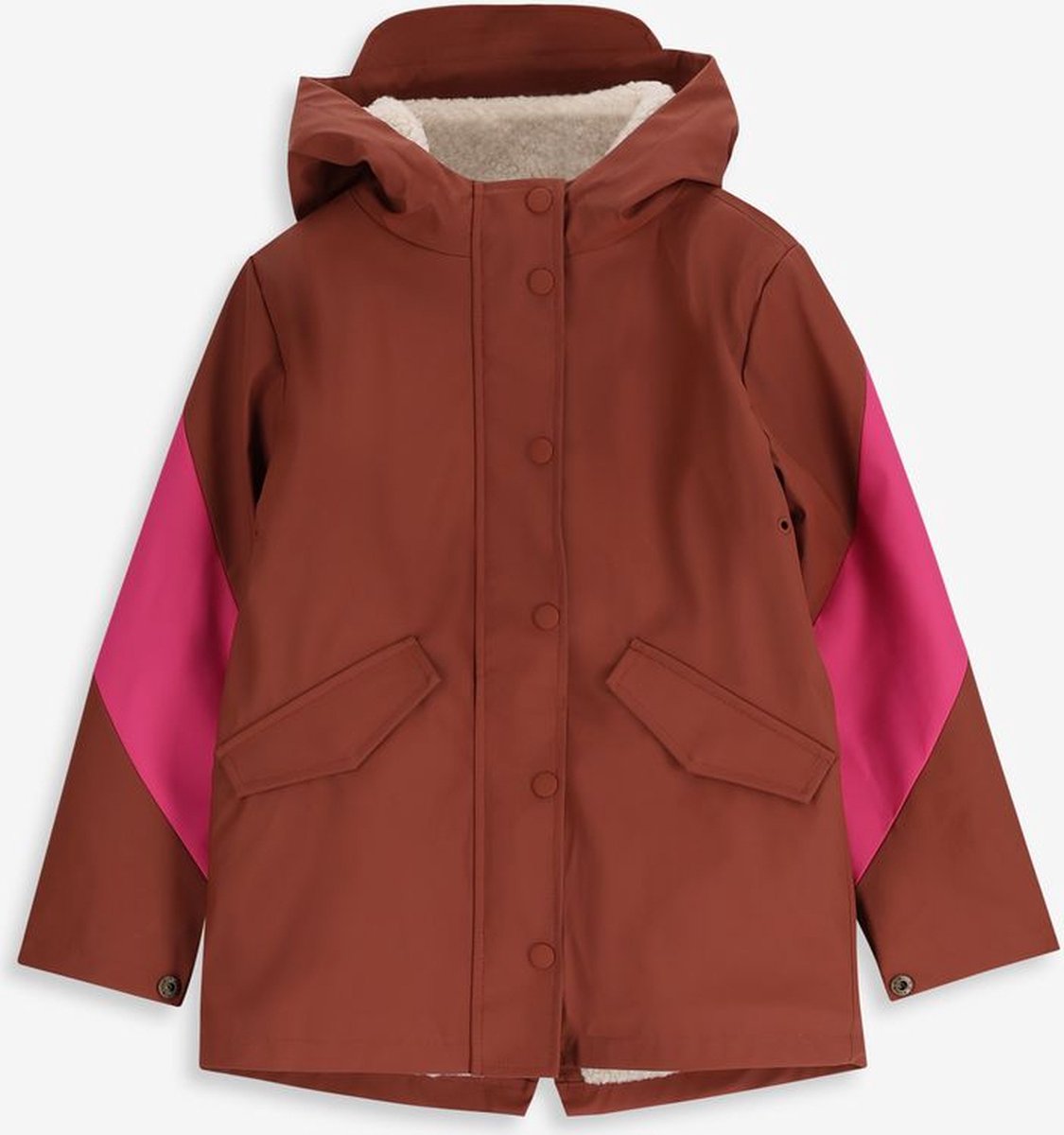 Sissy Boy Bruine lange regenjas met colorblock bol