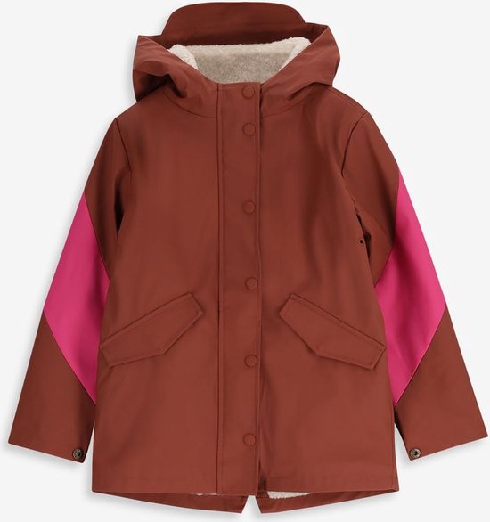 Sissy Boy Bruine lange regenjas met colorblock bol