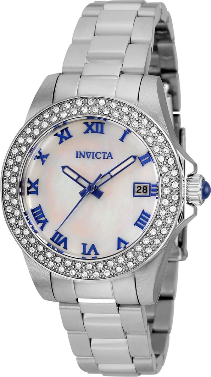 Invicta Angel 36069 Dames Horloge - Waterdicht - Analoog - Quartz Uurwerk - Roestvrij Staal met parelmoeren Wijzerplaat - 34mm