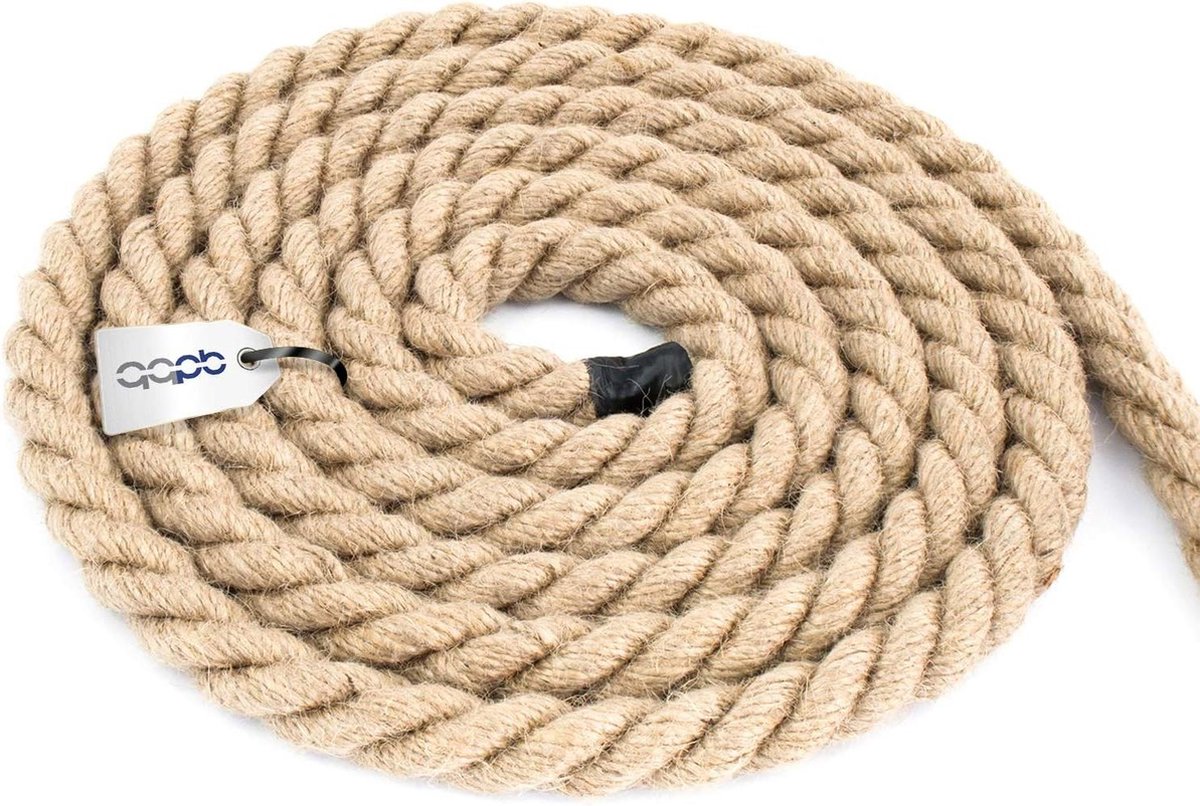 Jute touw 35 m 12 mm dik 3-laags bruine natuurlijke vezels - voor zeilen transport en industrie - DIY decoraties - huis en tuin