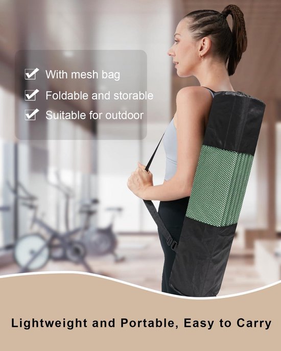 Opvouwbare Yogamat 183×80cm TPE 10mm Dik Antislip Fitnessmat met Netzak - Draagbaar en Opbergbaar — afbeelding 5