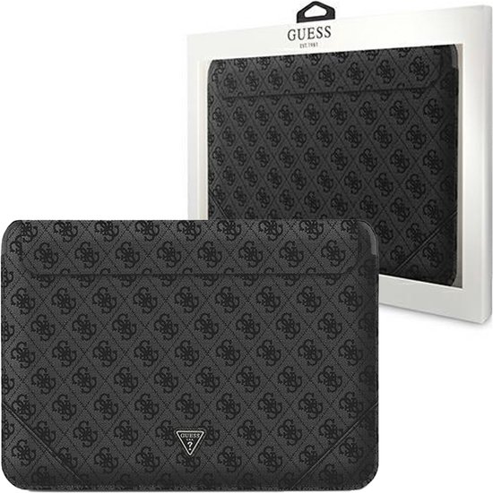 Guess 4G PU Triangle Logo Laptop sleeve 13 tot en met 14 inch - Zwart