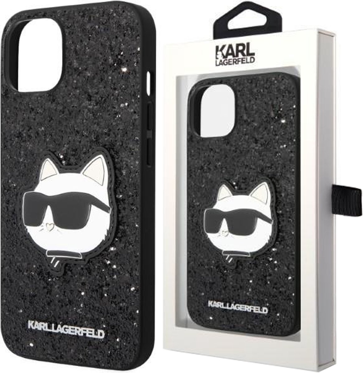Karl - Lagerfeld - KLHCN61G2CPK hoesje voor iPhone - 11 / Xr - zwarte - Glitter - Choupette - Patch