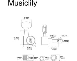 6-in-line E-Z-LOK Gitaar Stemmechanieken - 19:2 Ratio Tuners voor Fender Stratocaster Telecaster - Elektrische Gitaar Zwart