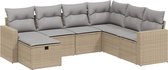 vidaXL - 7-delige - Loungeset - met - kussens - poly - rattan - gemengd - beige