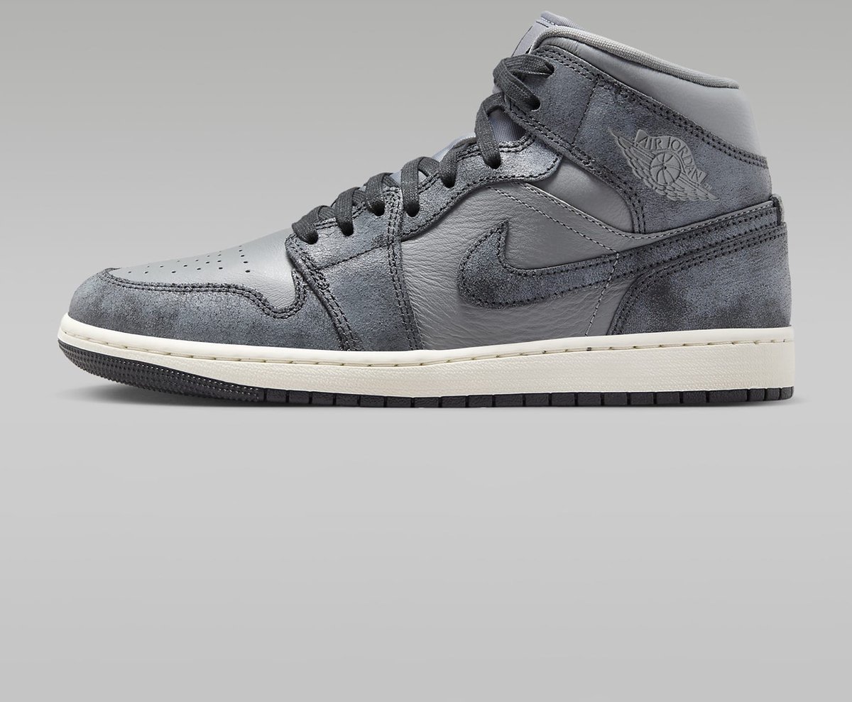 Nike Air Jordan 1 Mid SE Distressed Smoke Grey Sneakers Unisex Grijs Donkergrijs