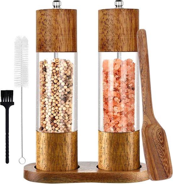 Manual Wooden Salt Pepper Mill Grinder Multi-Purpose Cruet With