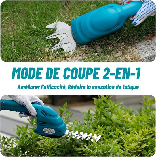 Mini-grastrimmer draadloos met telescopische pool - 2 x 20 Ah accu - 74 V heggenschaar accu - draadloze randgrootte - type C opladen Heggenschaar van Merkloos	 — afbeelding 5