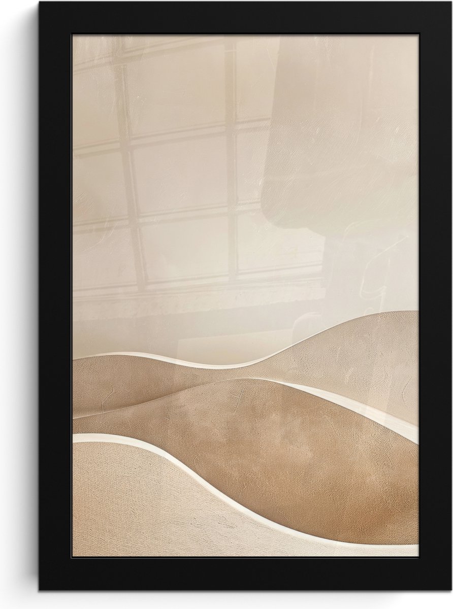 FrameYourWall Poster in lijst - Fotolijst 20x30 cm - Posters - Beige - Natuur - Abstract - Modern - Posterlijst zwart - Decoratie - Wanddecoratie woonkamer - Muurdecoratie slaapkamer Beige - Landschap