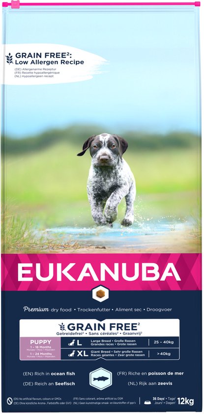 Eukanuba Pup & Junior Large Grain Free Zeevis - Puppy-Hondenvoer - 12 kg