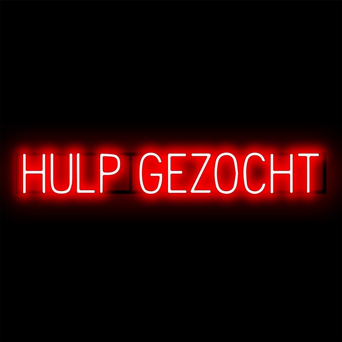 HULP GEZOCHT - Lichtreclame Neon LED bord verlicht | SpellBrite | 111,46 x 16 cm | 6 Dimstanden & 8 Lichtanimaties | Reclamebord neon verlichting