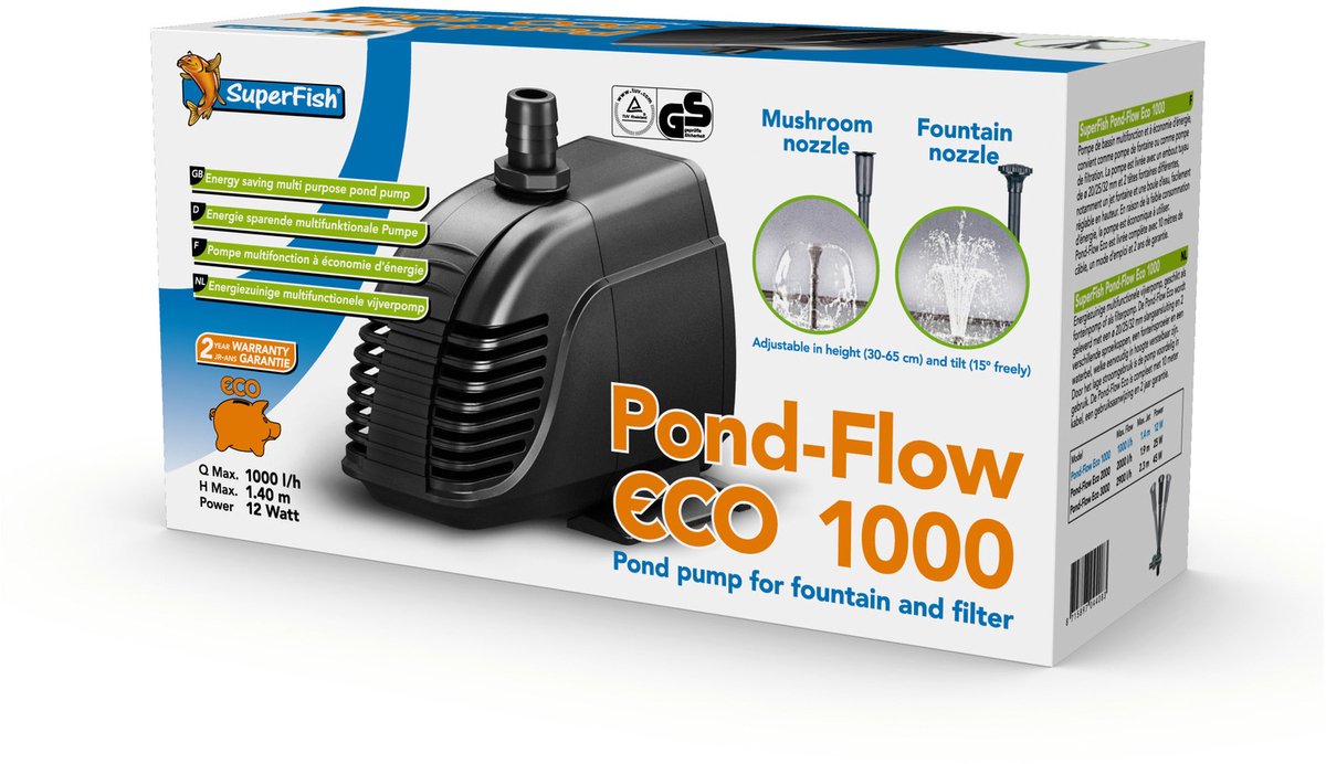 Bol.com Superfish Pond Flow Eco - Pompen - 1000 l/h aanbieding
