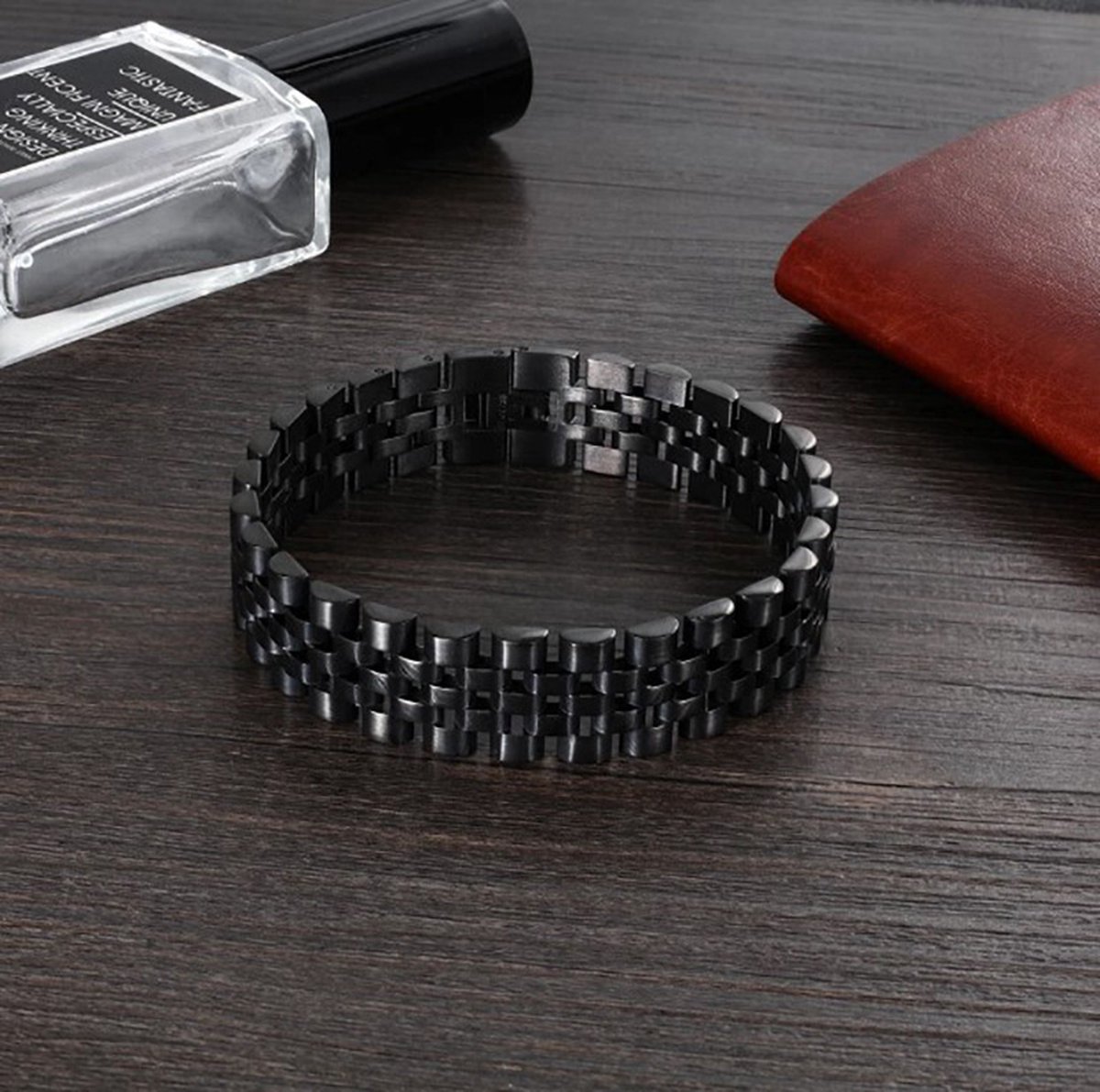 Actie4you® - Heren Armband - Horlogeband Stijl - Zilver kleurig - Staal - 15mm - Schakelarmband - Armbanden - Jubilee Bracelet - President Bracelet - Zwart