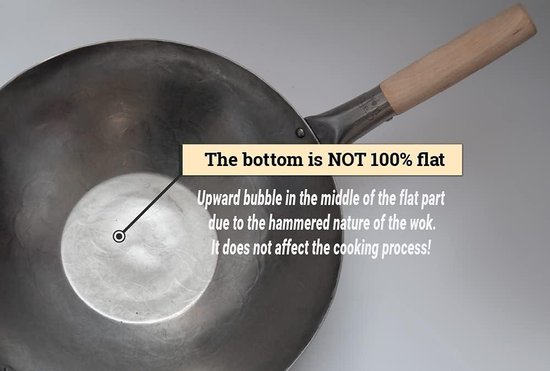 YOSUKATA Wok en acier au carbone - Woks et sautés de 35,6 cm - Wok chinois avec fond rond - Wok