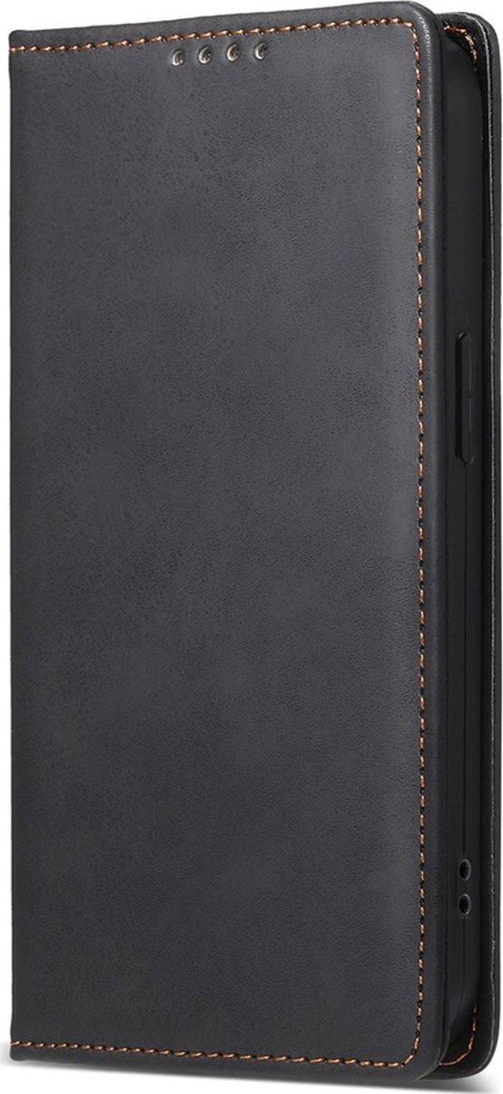 Mobigear Telefoonhoesje geschikt voor Apple iPhone 16 Pro Hoesje | Mobigear Wallet Bookcase Portemonnee | Pasjeshouder voor 1 Pasje | Telefoonhoesje voor Pinpas / OV Kaart / Rijbewijs - Zwart