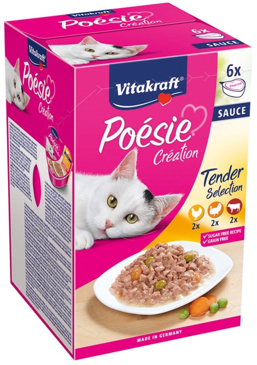 Vitakraft Poésie Création in saus natvoer kat multipack (6 x 85 g) 1 verpakking